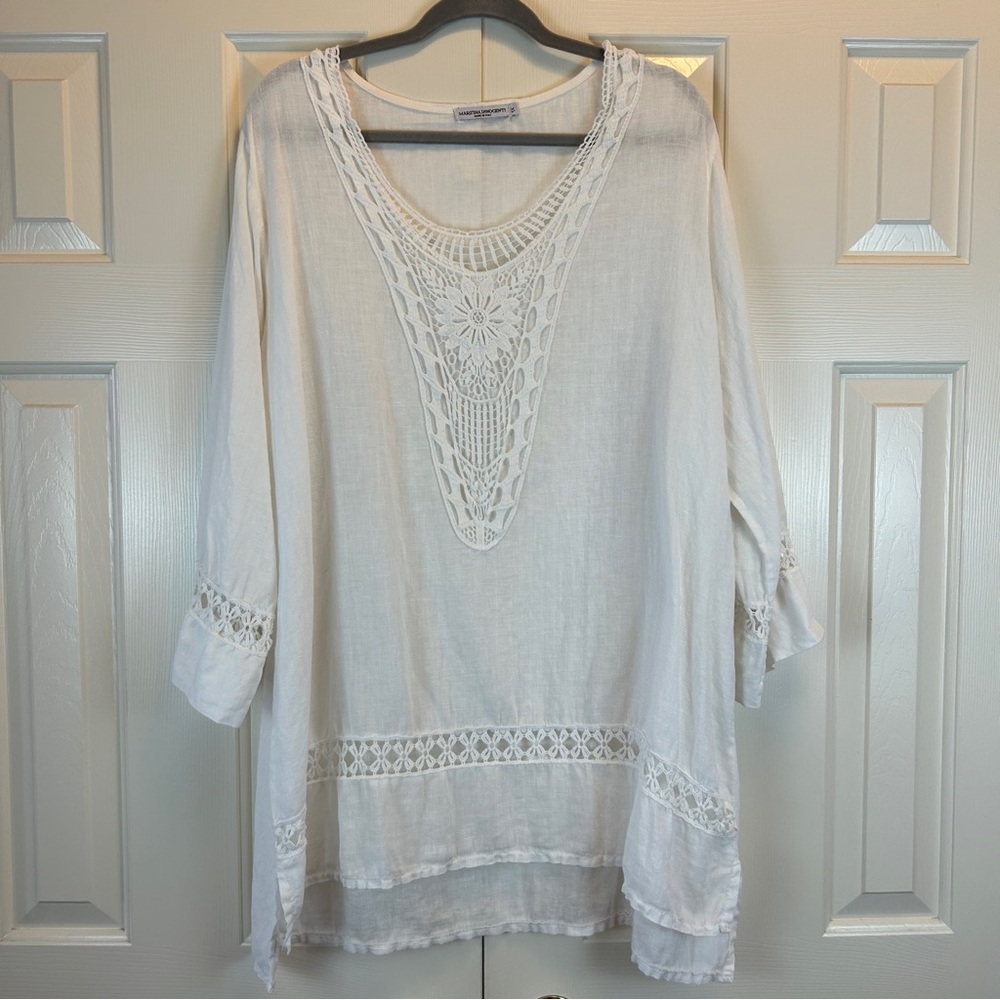 Martina Innocenti White Italian Linen Tunic Blouse
